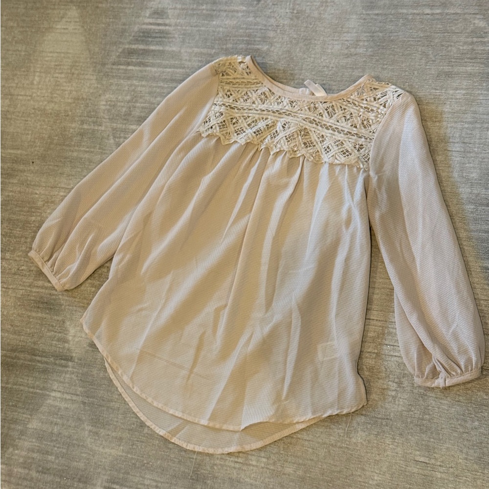 Xhilaration Cream Blouse with Lace Detail